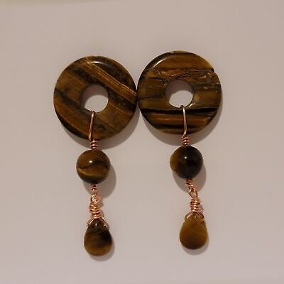 Tiger's Eye Donut Dangle Earrings