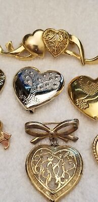Lot of 9 Heart Shaped brooches