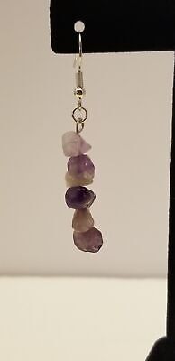 Handmade Purple Amethyst Chip Dangle Earrings