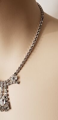 Vintage Silver Tone Rhinestone Prom/Formal Necklace