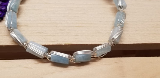 Handmade Wire Wrapped Aqua Bracelet