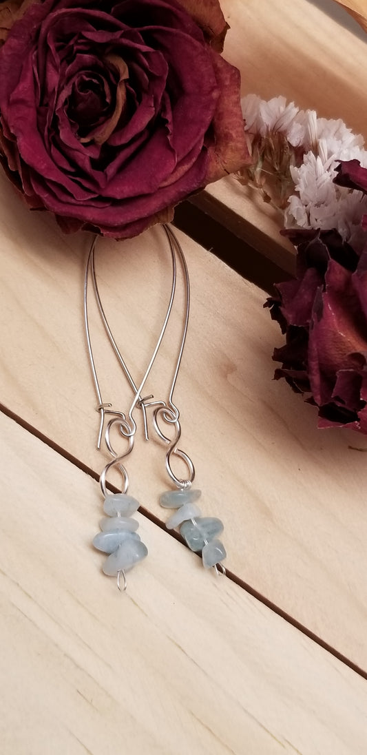 Handmade Aqua Chip Earrings