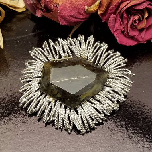 Silver Tone Smokey Brooch