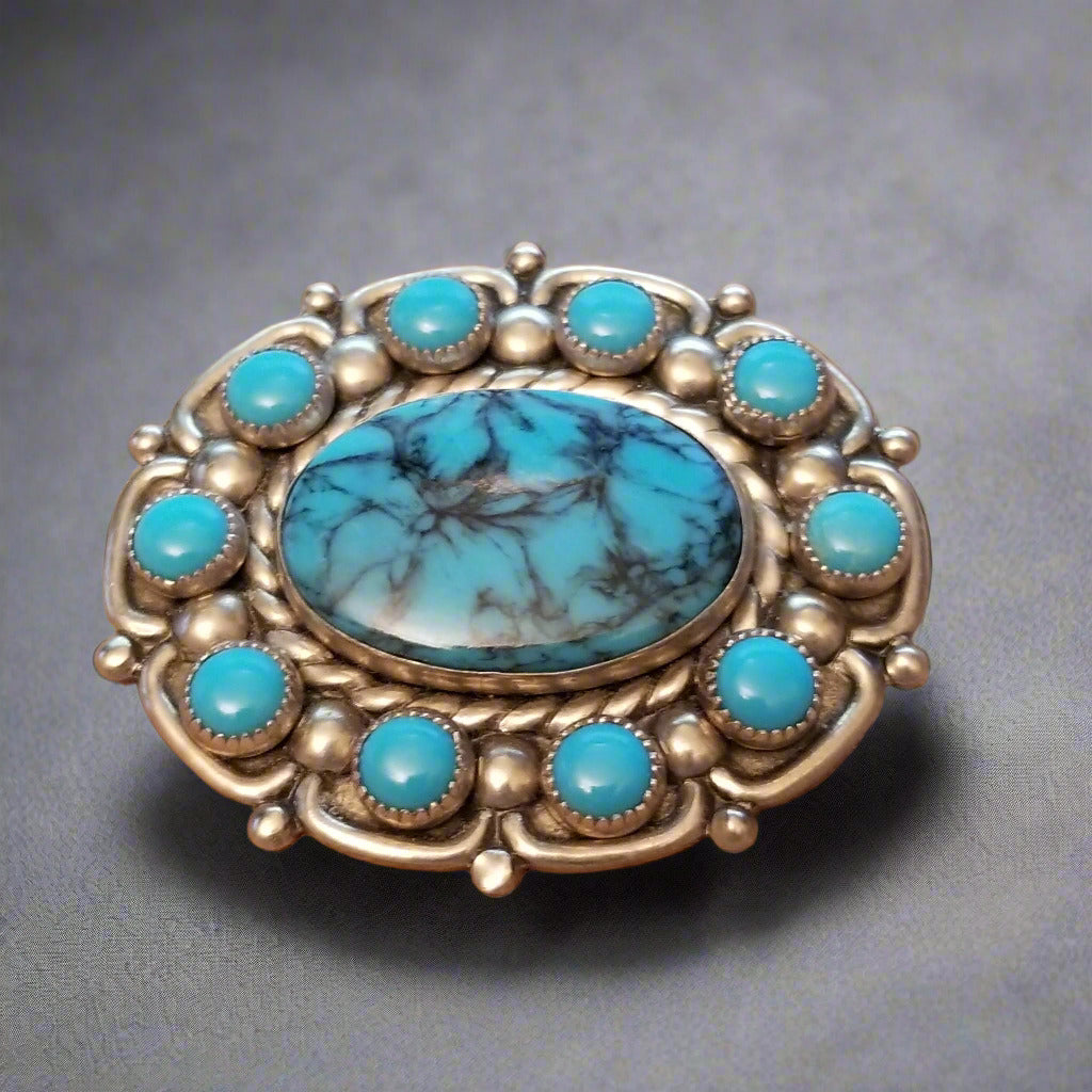 Vintage Bell Faux Turquoise Brooch