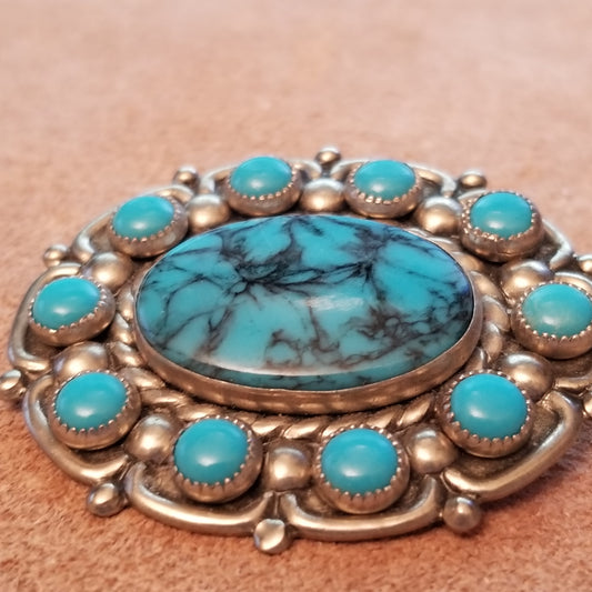 Vintage Bell Faux Turquoise Brooch