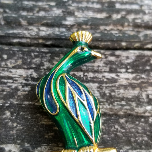 Green & Blue Peacock Brooch