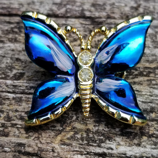 Blue & Gold Butterfly Brooch