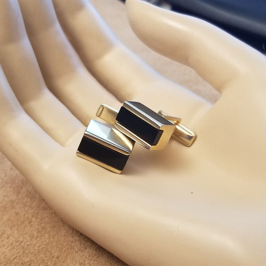 Vintage Faux Onyx Rectangular Cufflinks