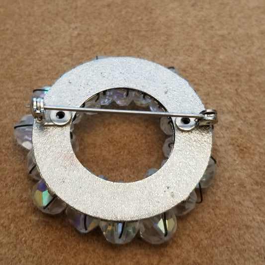 Round AB Bead Wreath Brooch