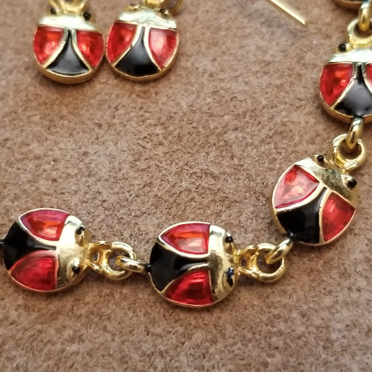Lady Bug Bracelet & Earrings