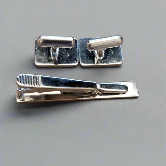 Vintage Silver & Gold Tone Cufflinks and Tie clip