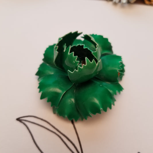 Vintage Green Flower Brooch