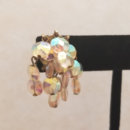 Vintage Aurora Borealis Clip On Earrings