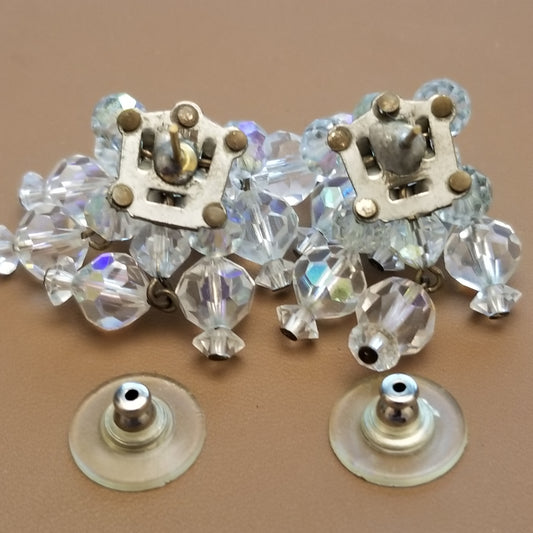 Vintage Aurora Borealis Clip On Earrings