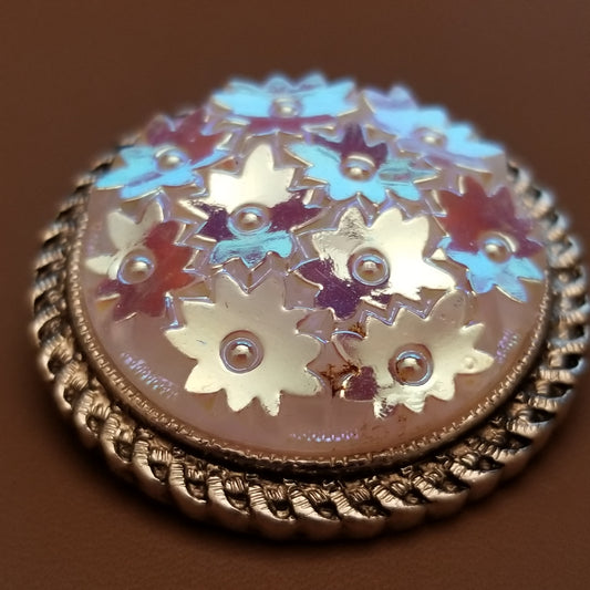 Vintage Iridescent Molded Glass Scarf Clip