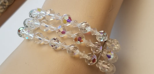 Vintage 3 Strand AB Bead Bracelet