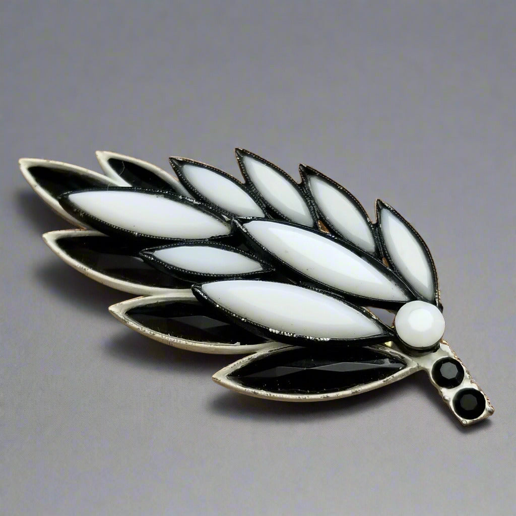 Vintage Black & White Brooch