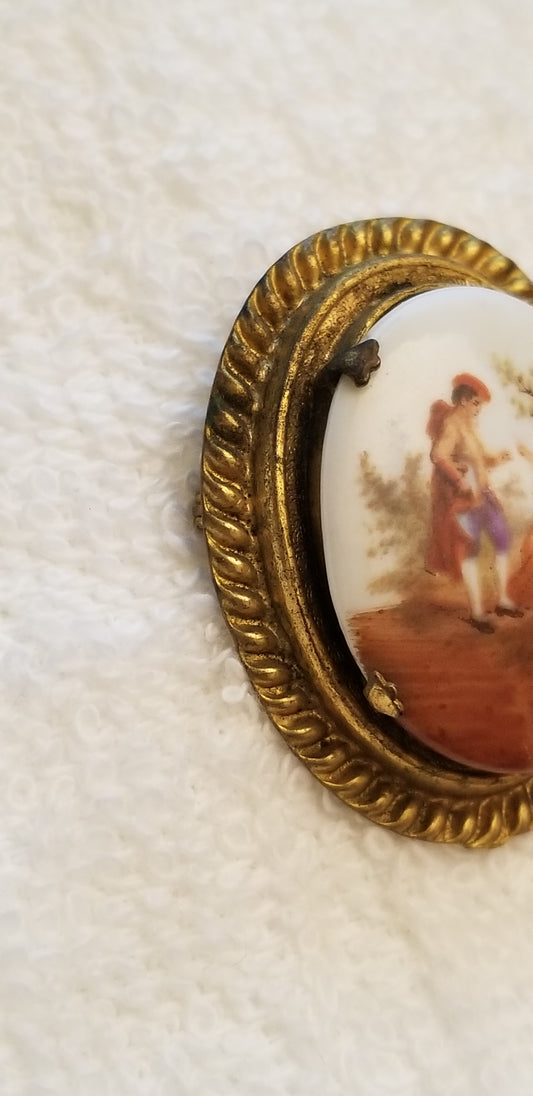 Vintage Ceramic Limoge Brooch