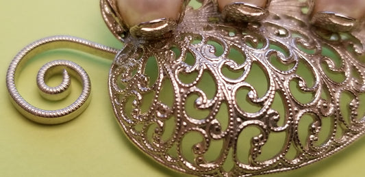 Vintage Silver Tone Filigree Brooch