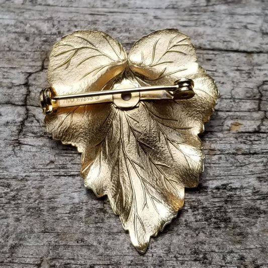 Vintage Sarah Coventry Gold Tone Leaf Brooch