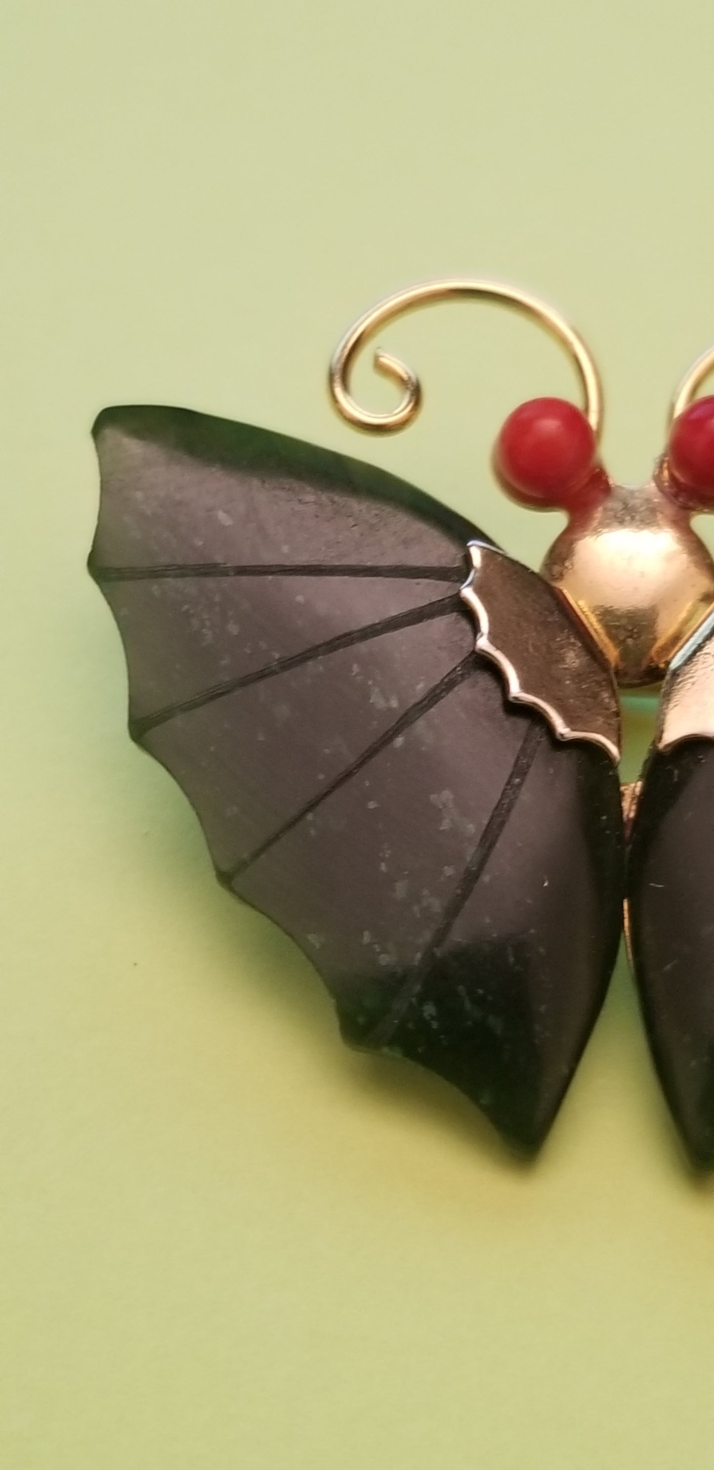 Vintage Jade Butterfly Brooch