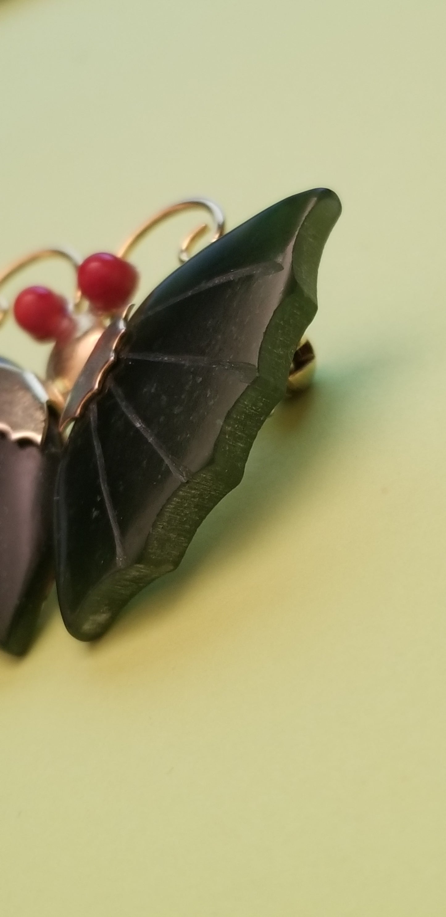 Vintage Jade Butterfly Brooch