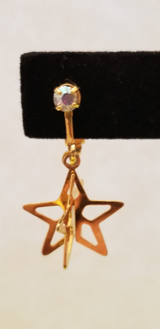 Gold Tone Star Dangle Earrings