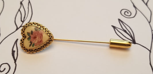 Rose Heart Stick Pin