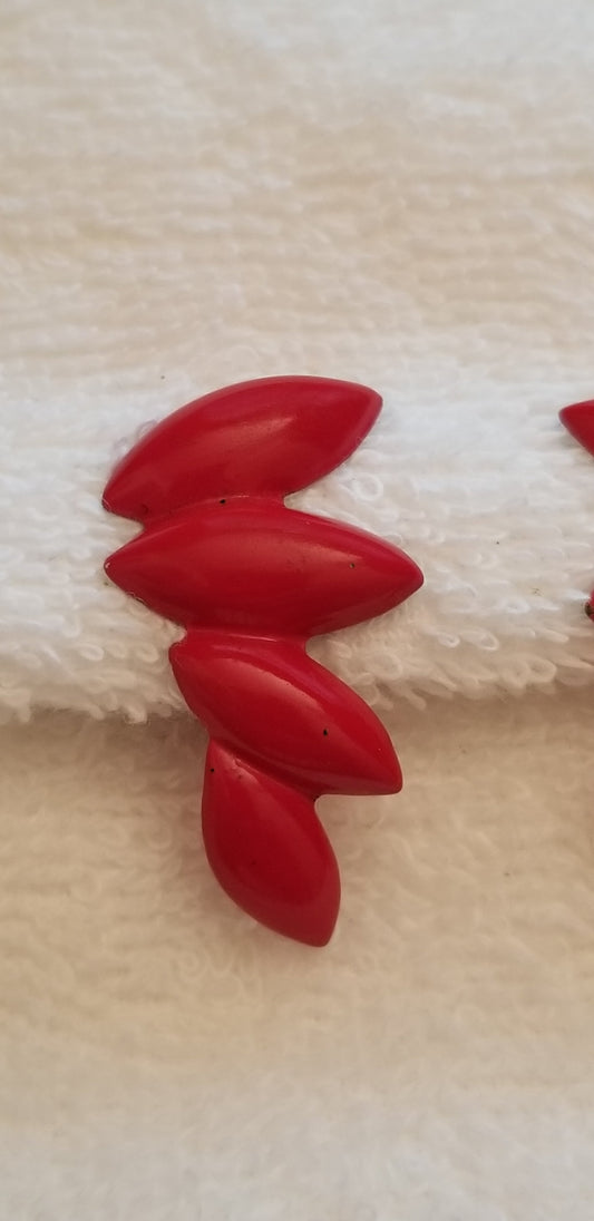 Vintage Retro Red Metal Clip On Earrings