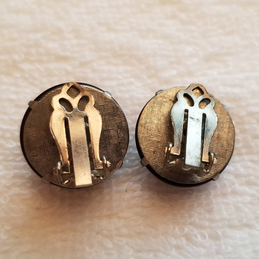 Vintage Purple Cabochon Clip On Earrings