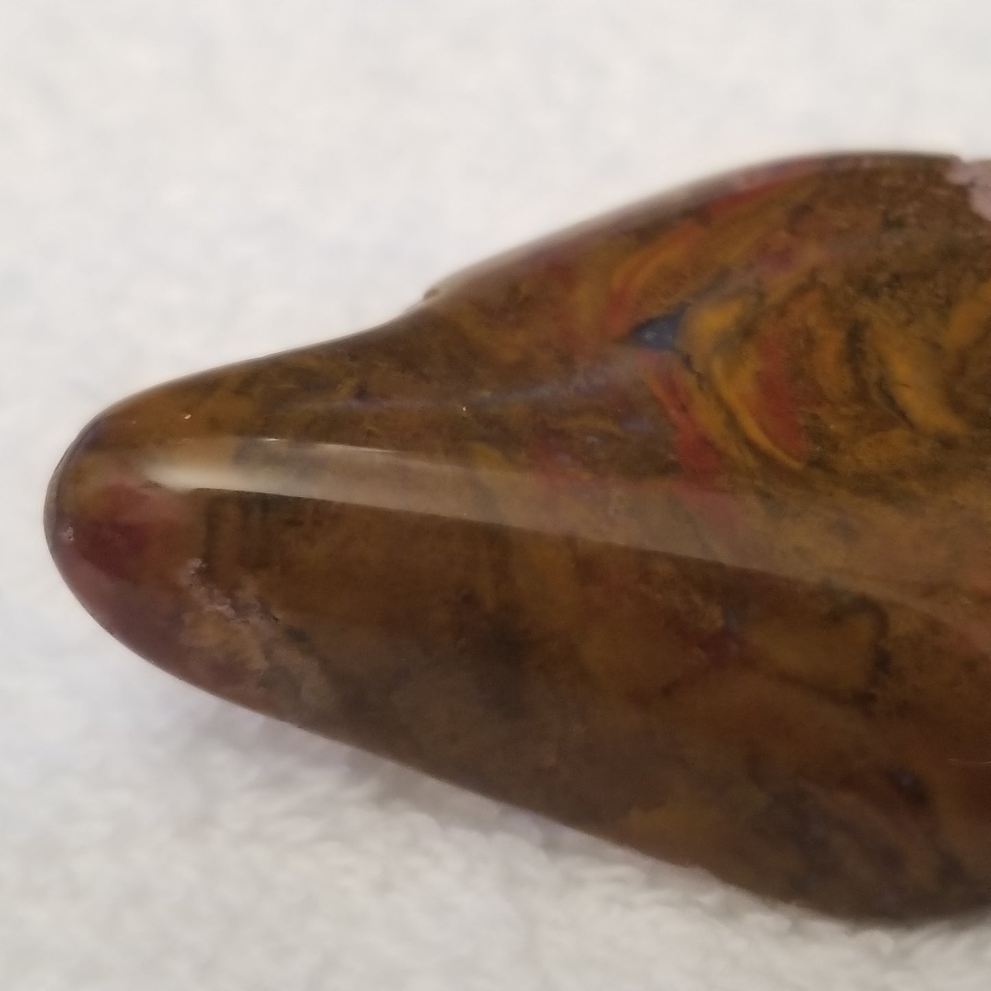 Vintage Polished Brown Stone Brooch – Natural Earth Tone Pin