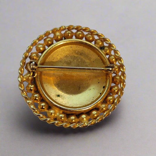 Black & Gold Rhinestone Brooch