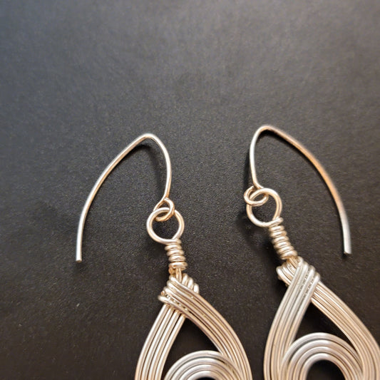 Handmade Silver Tone Wire Wrap Earrings