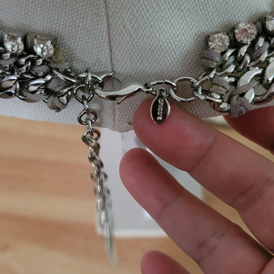 Silver Tone Chain Rhinestone Necklace