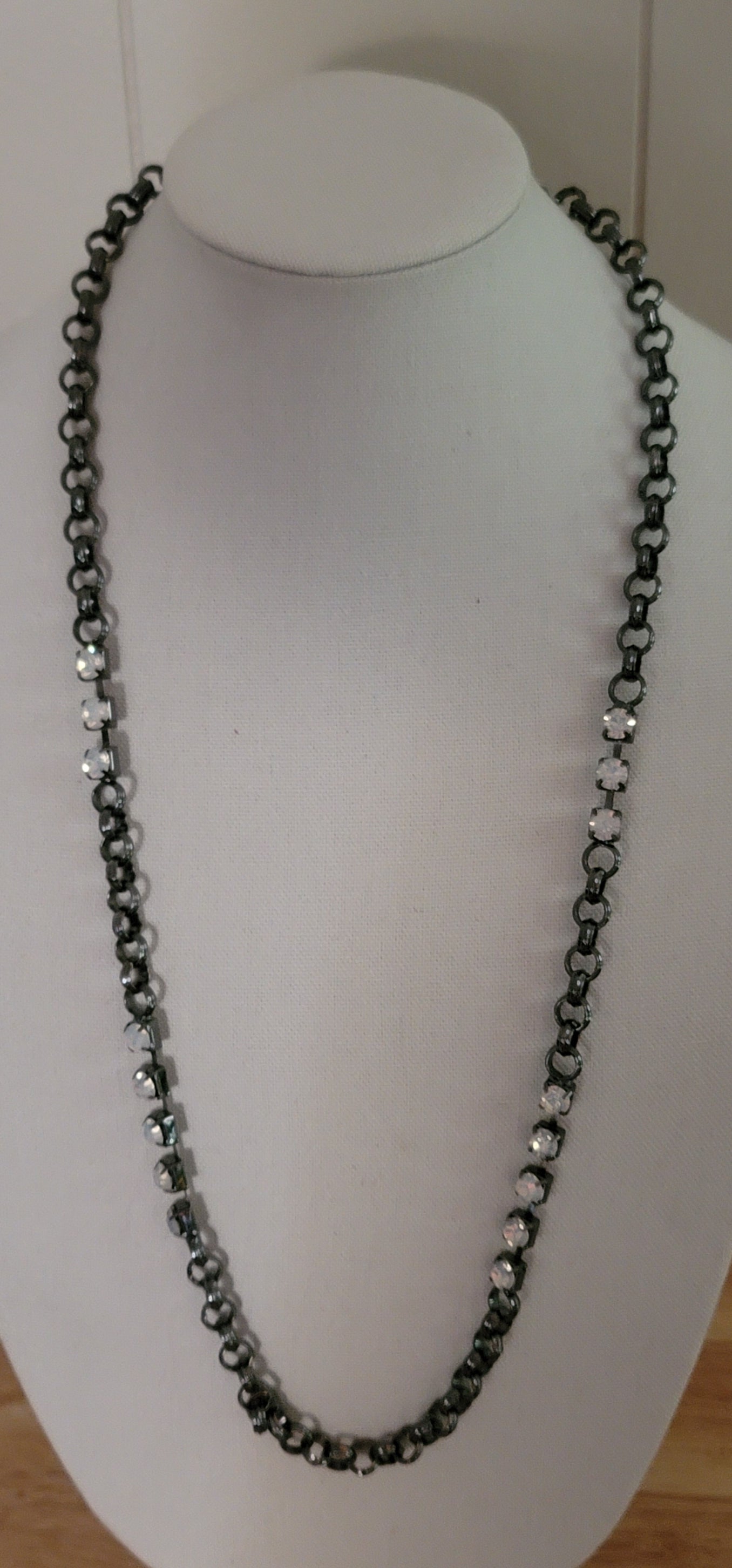 Chico's Grey Chain Rhinestone Necklace
