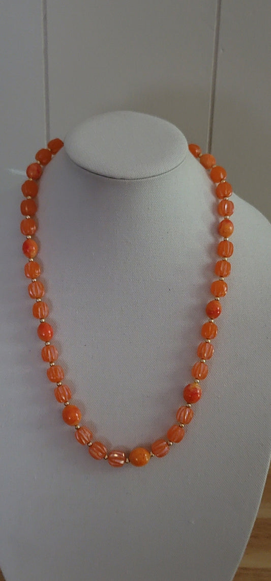 Vintage Orange Bead Necklace