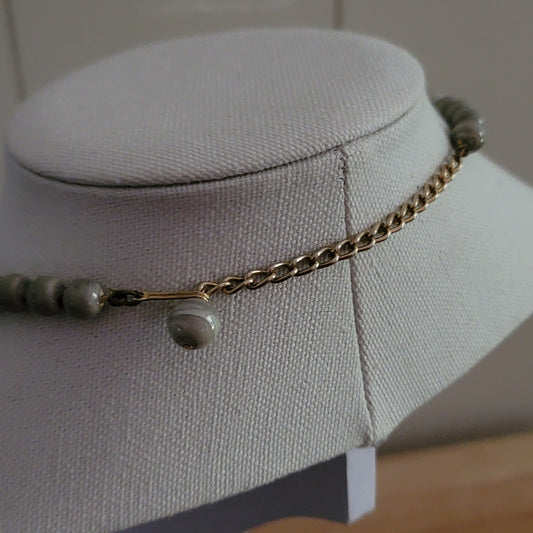 Vintage Grey Graduated Bead Necklace