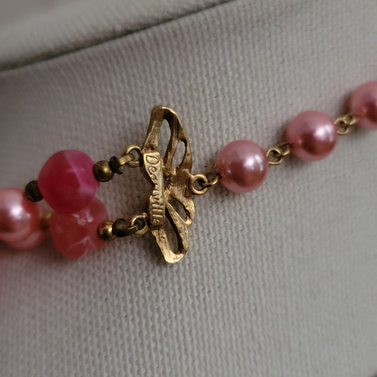 Deauville Lucite Pink Double Strand Necklace