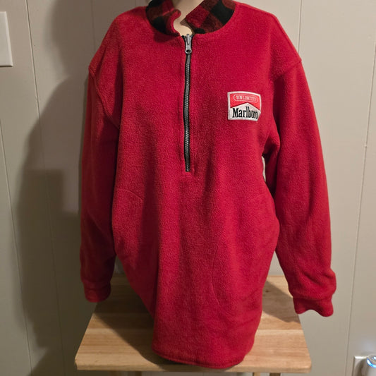 Vintage Marlboro Unlimited Red Fleece Pullover – Quarter Zip Reversible