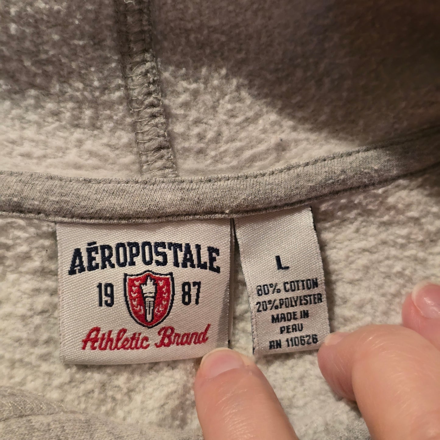 Aeropostale 1987 Athletic League Hoodie – Gray Pullover Sweatshirt