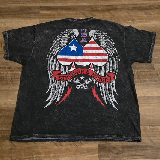 Patriotic Strength & Honor USA Graphic T-Shirt – Double-Sided Print