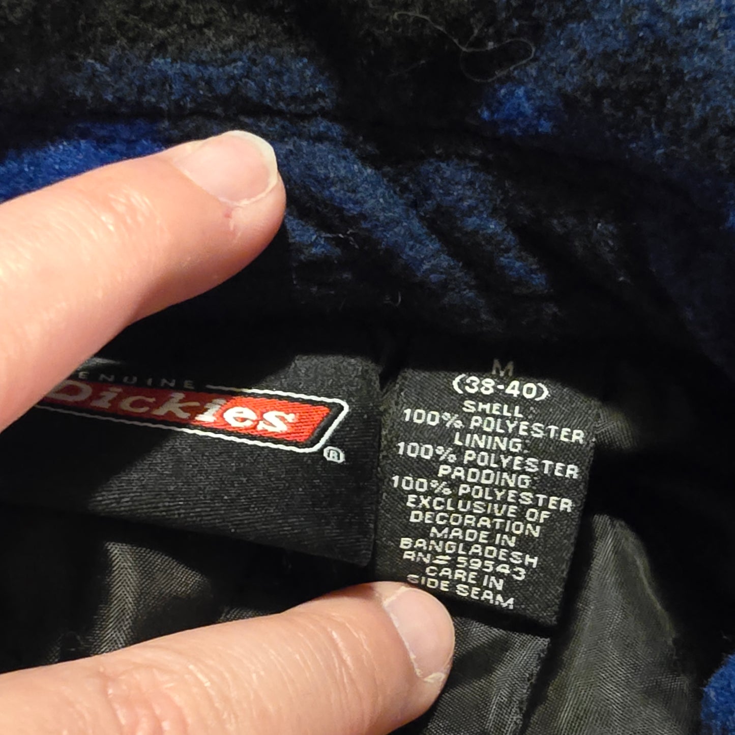 Dickies Blue Black Buffalo Plaid Quilted Flannel Shirt Jacket Men’s M Workwear