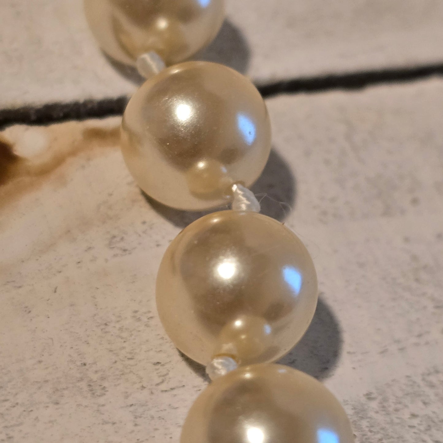 Vintage Faux Pearl Bead Necklace with Gold Tone Findings