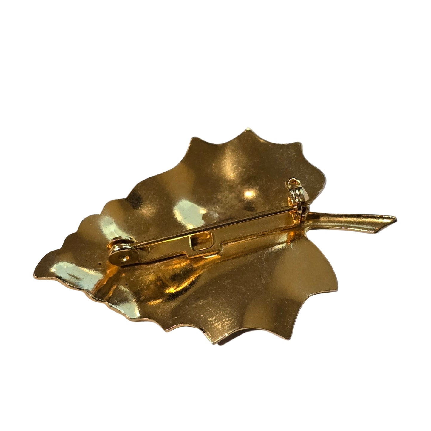 Vintage Gold Tone Leaf Brooch – Autumn Inspired Costume Jewelry Pin