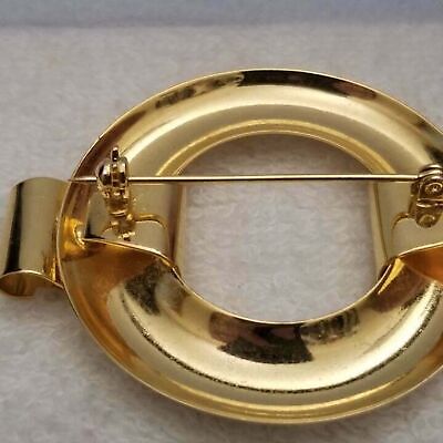 Round Gold Tone Brooch