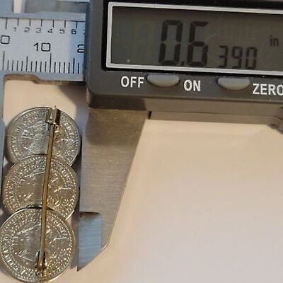 Vintage Silver Tone Coin Brooch
