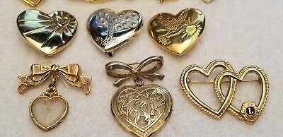Lot of 9 Heart Shaped brooches