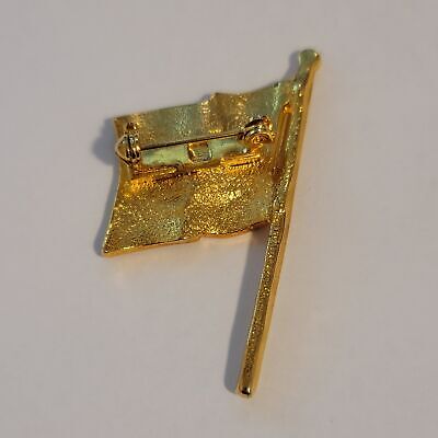 Gold Tone Flag Brooch