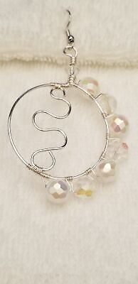 Handmade Silver Tone Bead Hoop Earrings