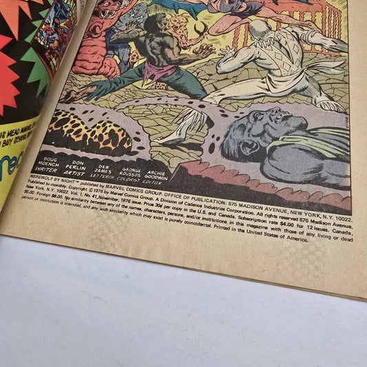 Werewolf By Night #41 Marvel Comic 1976 Bronze Age Horror